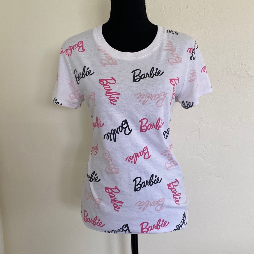 Rue 21 White Super Cute Barbie In Cursive Shirt